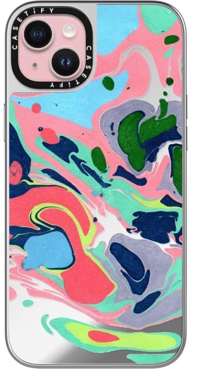 CASETiFY Mirror iPhone 15 Plus Case - Silver MARBELLOUS Design-image