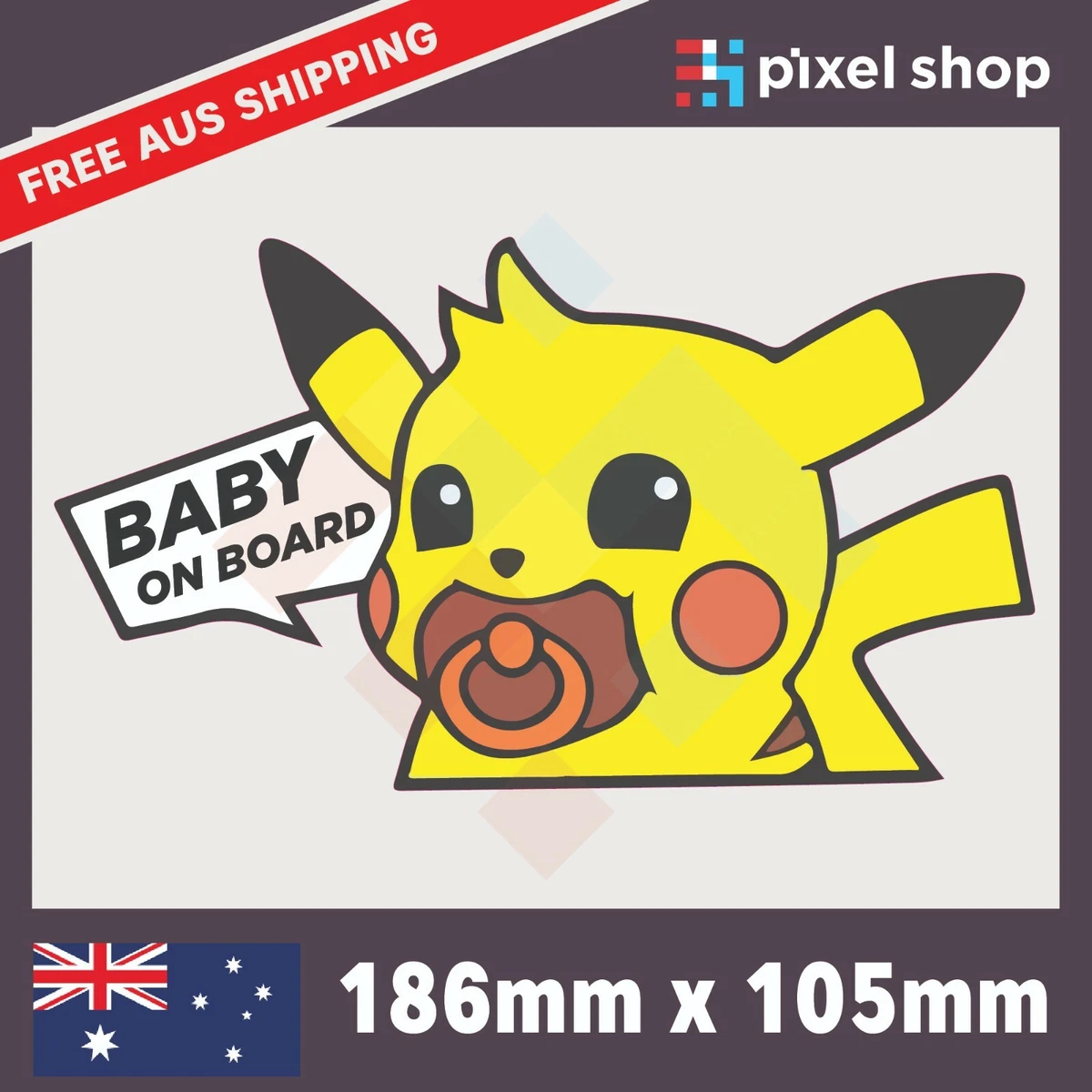 Baby on Board Pikachu Sticker Decal Cute peeking JDM Funny Drift