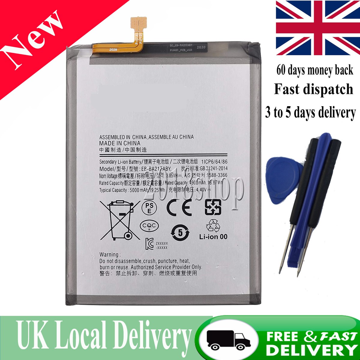 Batteria EB-BA217ABY Per Samsung Galaxy A21s (SM-A217F) E A12 (SM-A125F) - Con Strumenti Di Riparazione E Nastro Adesivo - 5