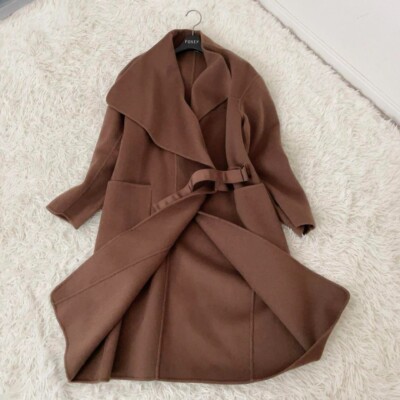 Uniqlo Jil Sander Cashmere-blend collarless coat Women Brown XS
