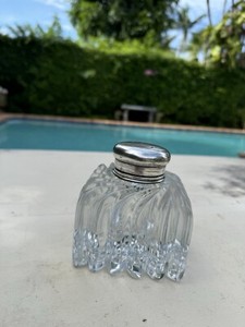 19th Century Tiffany & Co Sterling Silver and Cut Crystal 3.75” Inkwell and Cap
