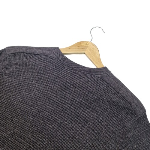 Michael Kors Waffle Knit Jumper Mens Medium Dark Grey Cotton Wool Blend - Picture 8 of 16