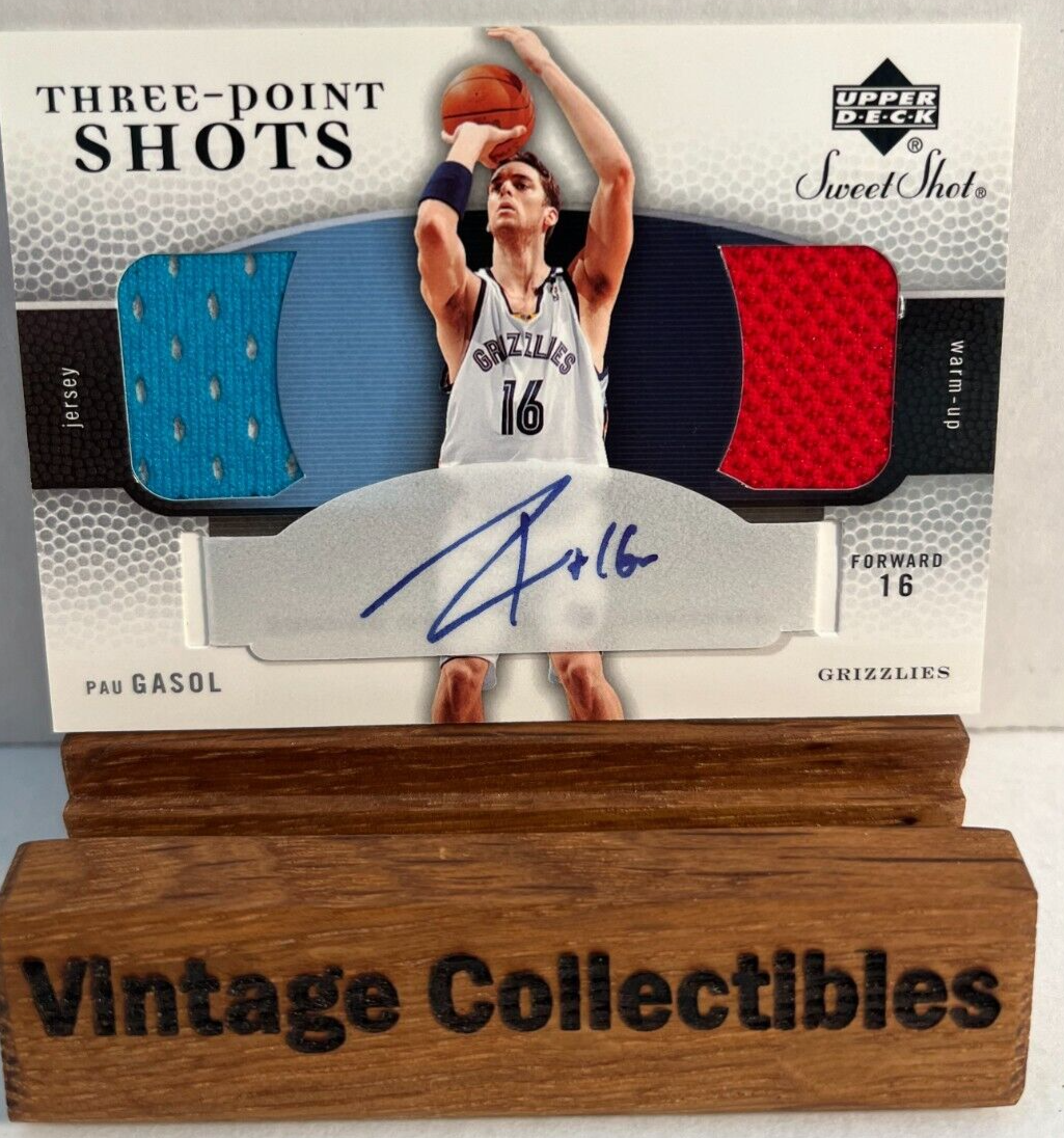 2005-06 UD Sweet Shot Three Point Shots Pau Gasol Auto Jersey Memphis Grizzlies