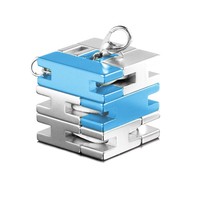 Playable Art Bracelet Cube - Wearable Art And Puzzle In One, Silver / Blue Playable Art Bracelet Cube - Wearable Art And Puzzle In One, Silver / Blue