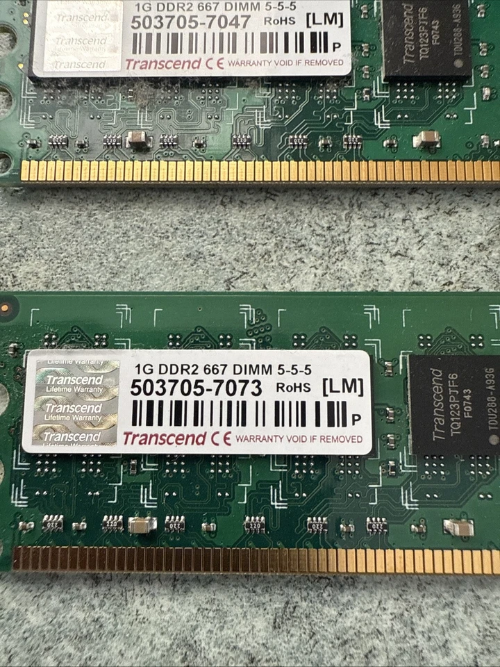 4 X Transcend 1GB DDR2 667MHz DIMM 240-pin Memory Modules - Image 2 of 2