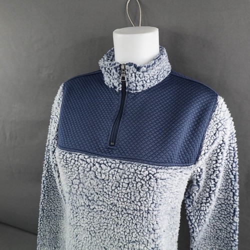 Athletic Works Fleece Jacket Medium Blue Teddy Bear Thick Cozy 1/4 Zip Basic - Picture 3 of 12