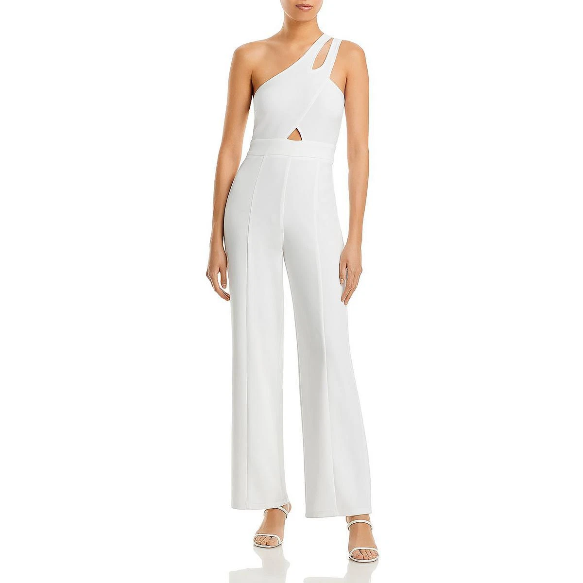 Aqua Womens White Crepe Halter Cut-Out Jumpsuit L BHFO 5423 | eBay