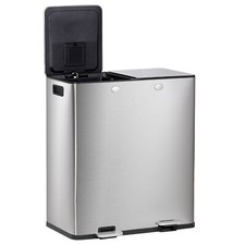 16 Gallon Dual Trash Can Two Compartment Trash Can Trash Can with Recycling Bin