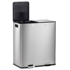 16 Gallon Dual Trash Can Two Compartment Trash Can Trash Can with Recycling Bin