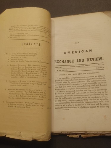 Scarce Nov. 1863 American Exchange & Review An Expositor Of Social & Economic - Picture 4 of 13