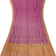 Vintage Pink Sarees 100 Pure Silk Zari Handwoven Festive Sari 5YD Craft Fabric