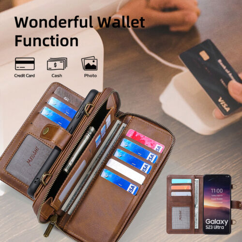 Detachable Wallet Case For Samsung Galaxy S25 S24 S23 Ultra Crossbody Card Slots - Picture 5 of 42