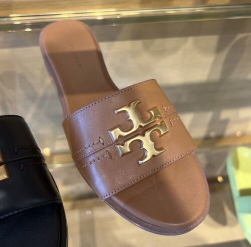 Tory Burch Everly Slide, Calfskin, Tan, ALL SIZES, Style 60245, $278