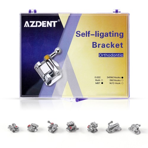 AZDENT Dental Orthodontic Self-Ligating Brackets Braces Roth MBT.022 Hooks 345 - Picture 9 of 28