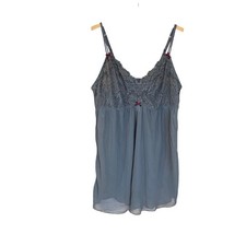 Cacique Plus Size 22/24 Gray Lace Babydoll Chemise Slip Lingerie
