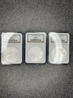lot of 3 2007 W S$1 American Silver Eagle NGC MS69 Brown Label Burnished
