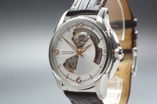 Near MINT HAMILTON Jazzmaster H325651 Black Open Heart AT Men's Watch JAPAN