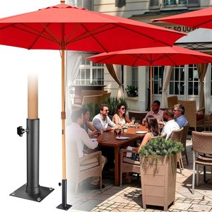 Yescom 13' Beech Wood Market Umbrella with Deck Mount & Pulley for Patio, Red