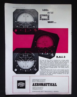 Original 1967 Werbung Sperry Remote Attitude Indicator R.A.I.3 Aviation