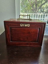 Vintage/Antique 1920s Chinese Mahjong Set Bamboo Tiles Oxen Bone w/ Wooden Box