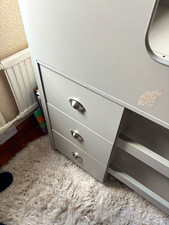 Grey & Medium Oak Effect Dressing Table, 3 Drawers, 4 Shelves 120x100x110