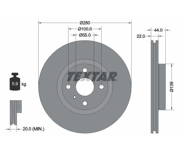 2 St. Bremsscheibe Pro+ Textar 92304205 FüR Mazda MX-5 Iv-image