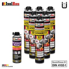 Brandschutzschaum B1 Bauschaum 6x 750ml 1x Reiniger Pistolenschaum Montageschaum