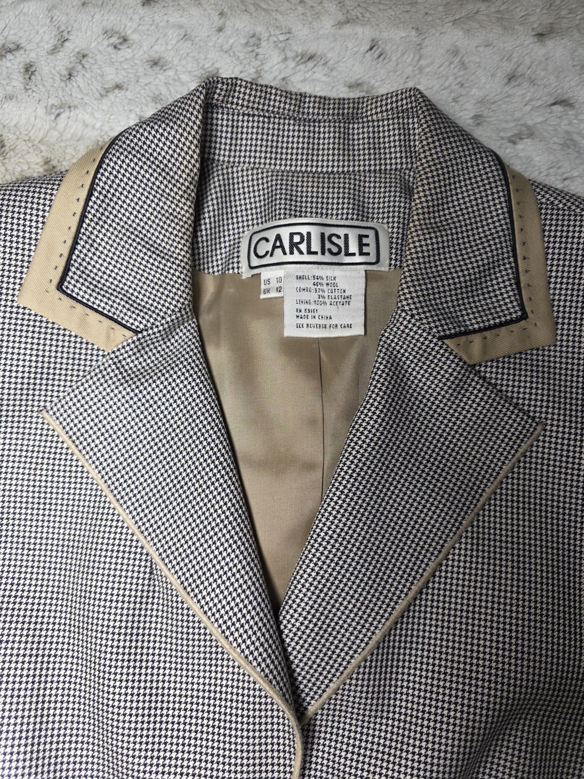 Vintage Blaizer Jacket Houndstooth Pattern Carlis… - image 3