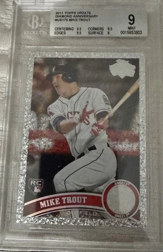 MIKE TROUT 2011 TOPPS UPDATE #175 RC DIAMOND ANNIVERSARY ANGELS BGS 9 MINT