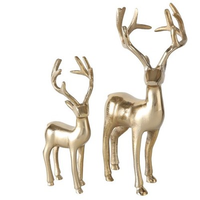 BOLTZE Dekofigur Hirsch Thielo Gold stehend 2er Set Weihnachtsdeko Landhaus-Stil