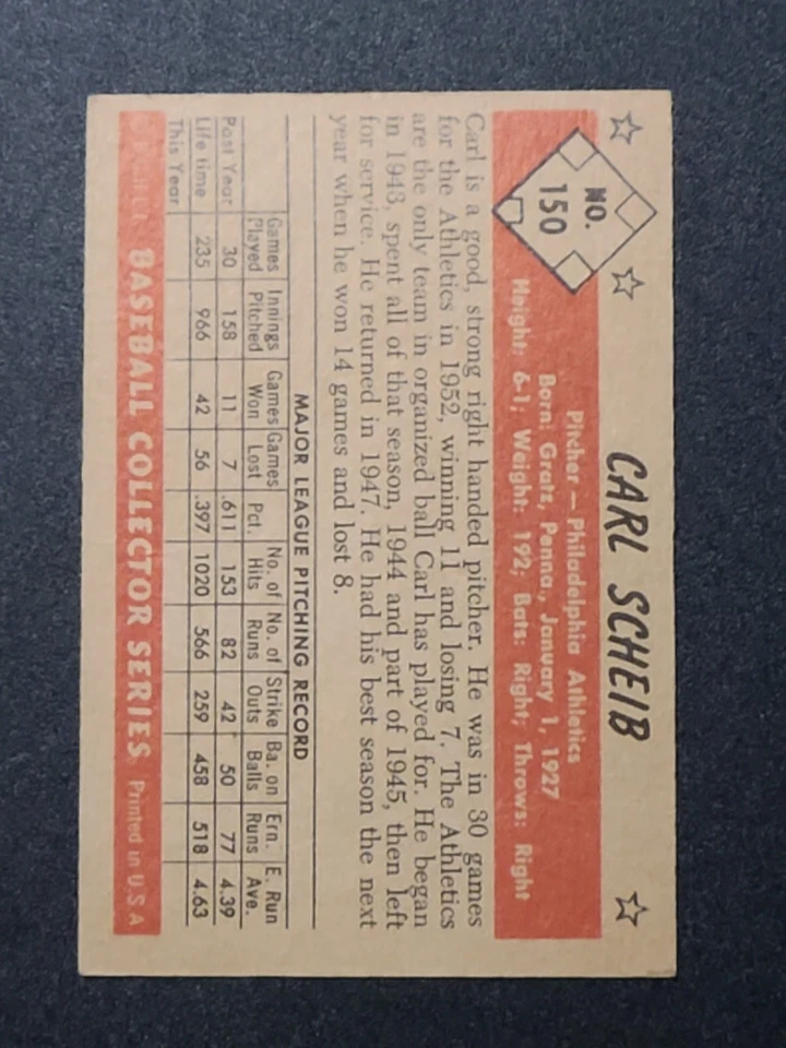 1953 Bowman Carl Scheib #150 EX-MINT - Image 2 of 4