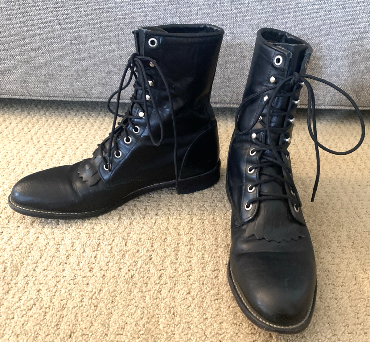 Justin Boots 506 Vtg PACKER Kiltie Leather Western Paddock Mens Sz