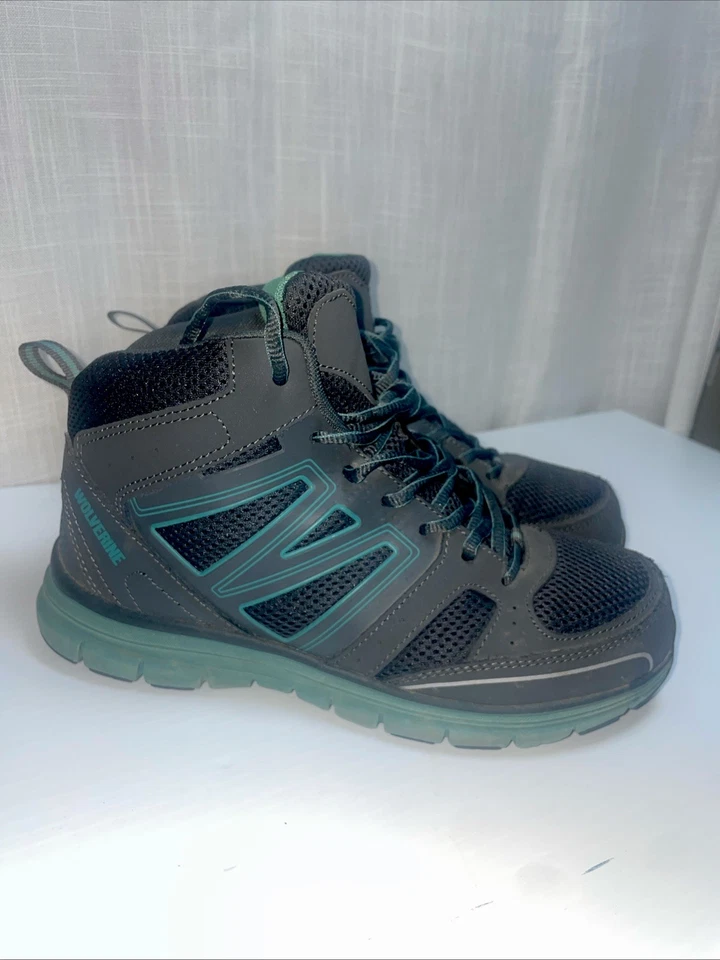 Botas femininas Wolverine 7,5W ágeis FX estilo atlético caminhada biqueira de aço cinza azul-petróleo - Imagem 2 de 4