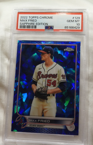 2022 Topps Chrome Sapphire Max Fried Blue PSA 10 Braves / Yankees MLB Playoff - Picture 2 of 5