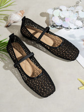 Women Mary Jane Ballet Flats Slip On Knit Mesh Comfortable Summer Shoes