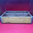 Coca-Cola Vintage Wooden Soda Crate Cabinet Yellow 1969