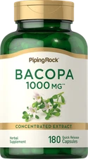Bacopa Monnieri Capsules 1000 mg | 180 Count | Non-GMO | By Piping Rock 