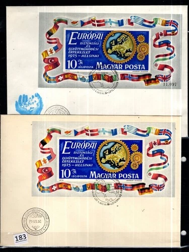 /// HUNGARY 1965 - 2 FDC - PERF+IMPERF - MAP, FLAGS, EUROPA