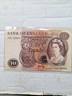 VINTAGE OLD £10 FIVE POUND BANK NOTE BANK OF ENGLAND 1963 1971. C70