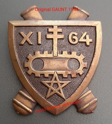 1944 Abzeichen XI 64° RA 2° DB Leclerc Regiment Artillerie RAA FFL GAUNT ORIGINAL
