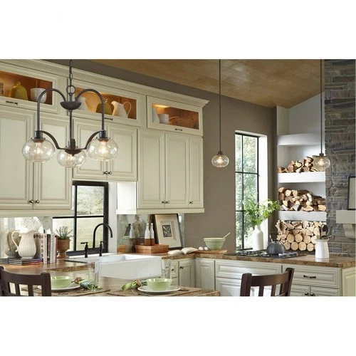 Trilogy - 3 Light Steel Dinette Chandelier - 16.5 Inches high-Brushed Nickel - Picture 3 of 9