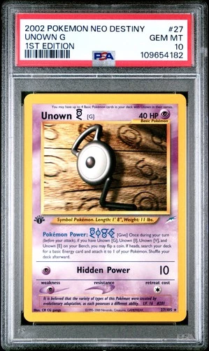 PSA 10 Unown G 1st Edition Neo Destiny 27/105 1st Edition Rare Pokemon Card