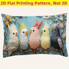 Colorful Parrot Pillow Cover Lumbar Cushion Case Throw Pillow Case Gift 12x20
