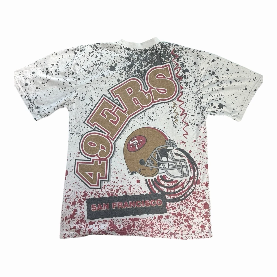 Mitchell & Ness 旧金山 49 人队 T 恤男式 XLT AOP Y2K 足球 — 第 4/4 张图片