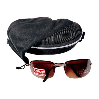 SemiRimless Aviator Sunglasses W/Gold Springtemple Frame Gradient Copper PC Lens