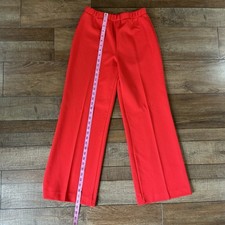 70s VINTAGE Personals Leslie Fay Red Knit Pants Sz 12 Elastic Waist Womens 3402