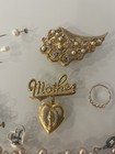 antique catholic religious Saint Mary Mother brooch pin heart locket Pins Pearls — photo 2