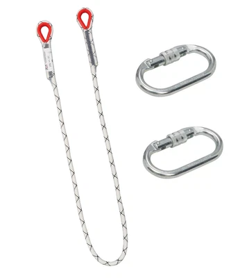 STURZSTOP Halteseil Seil 2m inkl. 2 Karabiner bis 25KN Baumpflege Fallschutz SET nach DIN