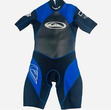 Quiksilver Shorty Wetsuit Unisex Youth Medium Blue Black Surf Swim Vacation EUC