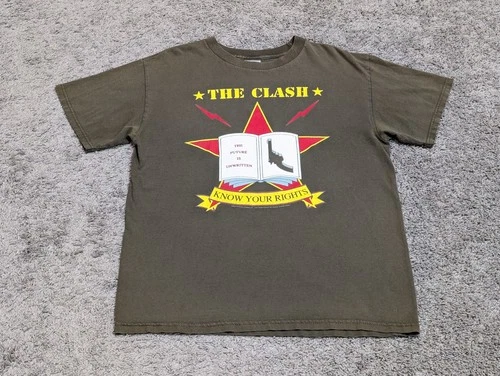 The Clash - Combat Rock Know Your Rights Army Green T-shirt 2000s vintage concert t-shirt, vintage, single stitch, B+ condition
